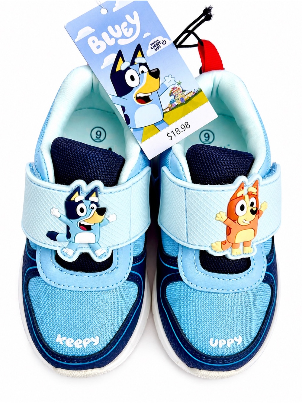 Bluey Kids Blue Velcro Sneakers featuring Bluey Characters-Size 12